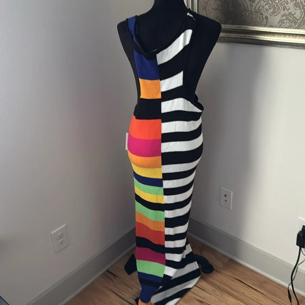 ELOQUII Mixed Striped Ribbed dress‎ colorful sleeveless maxi length Sz 26/28 new - Picture 7 of 14